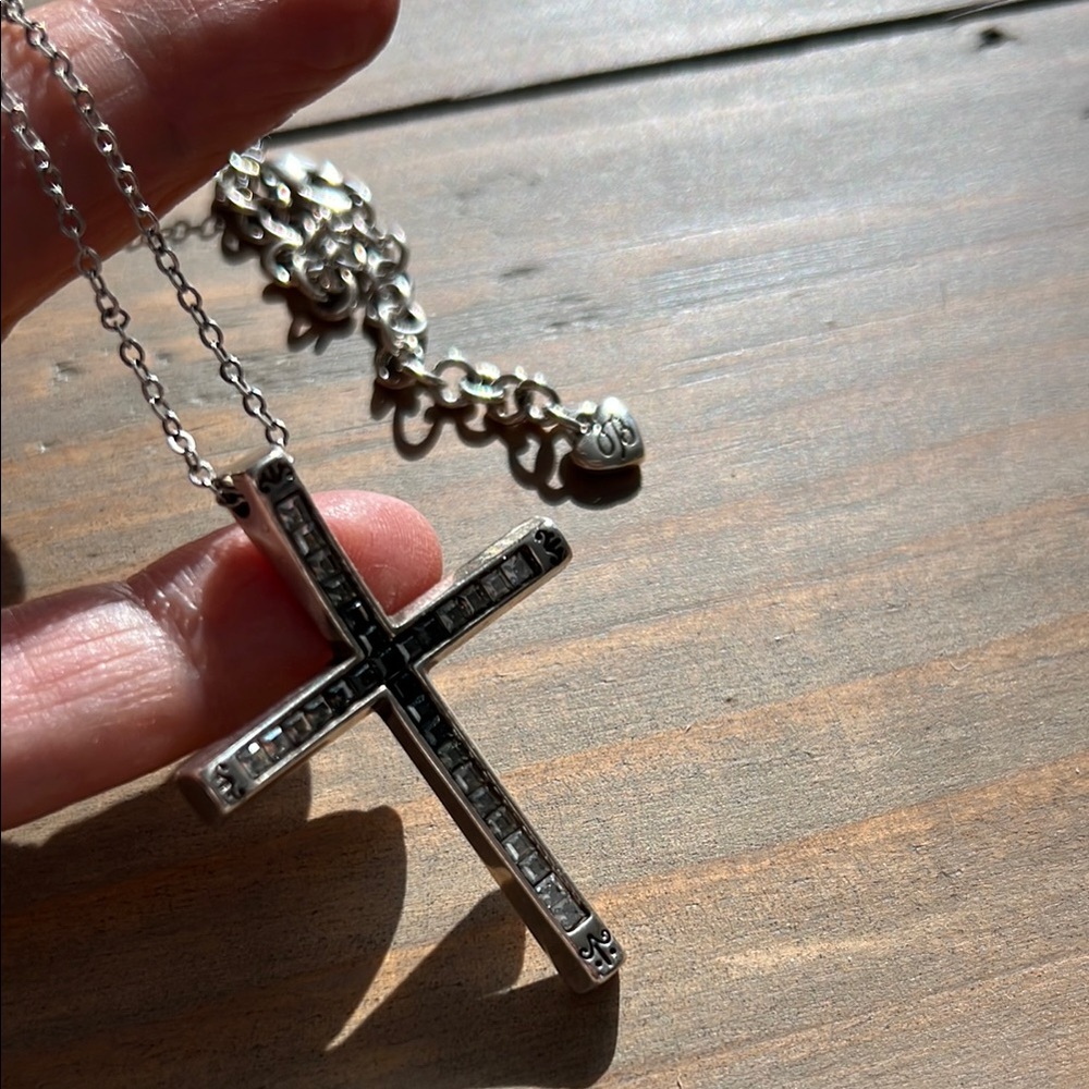 Brighton Silver and Black Pendant Necklace with Cross Design - Picture 3 of 5